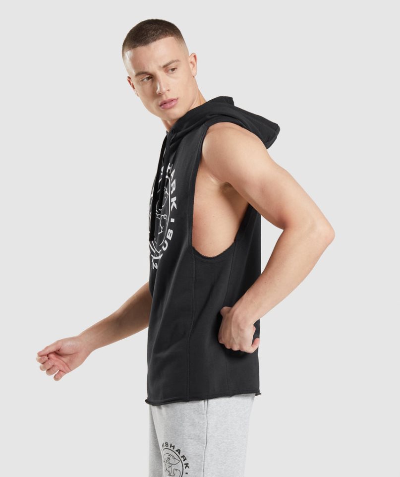 Men's Gymshark Legacy Drop Arm Hoodie Black | CA 0315AN